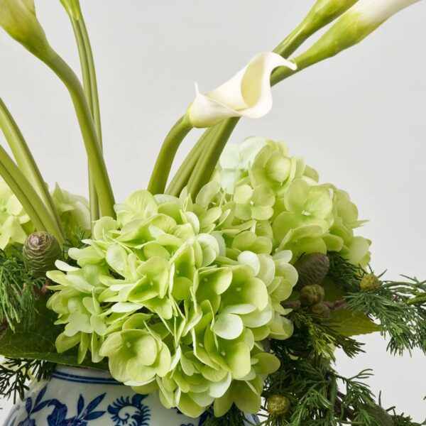 Close-up of vase silhouette detail on this Lux Wintergreen - Real Touch White Vase