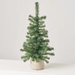 Vintage Christmas Pine Tree in Faux Concrete Pot Faux Greenery Arrangement