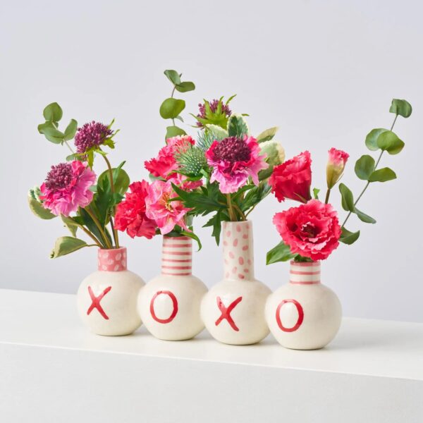 A Little XOXO - Fuchsia Lisianthus, Scabiosa and Helleborus Budvase Spring Arrangement - Pink