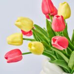 Alternate angle of the Spring's Gifts - Pink Faux Floral Arrangement showing bloom arrangement in