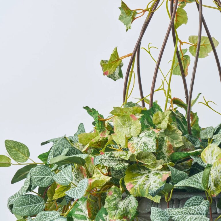 Close-up of leaf foliage texture on this Heirloom Vines - Mixed Fittonia Faux Plant Arrangement