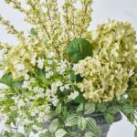 Alternate angle of the Morning Mist - Green Hydrangea, Urn Faux Arrangement showing full arrangement