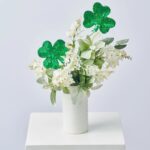 Lucky Lilacs - White Blooms, Lambs Ear and Sequin Patrick's Day Arrangement - Green