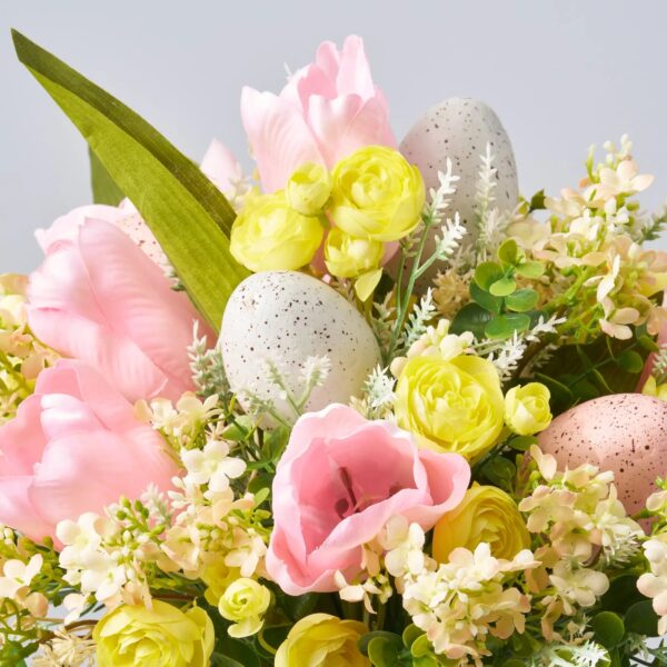 Close-up of bloom cluster detail on this Spring is Here - Pink Centerpiece Table Arrangement