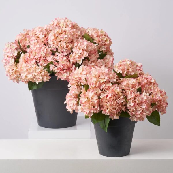 Soft Pink Faux Hydrangea Bush Outdoor Spring Summer Arrangement Urn Filler - Available in 2
