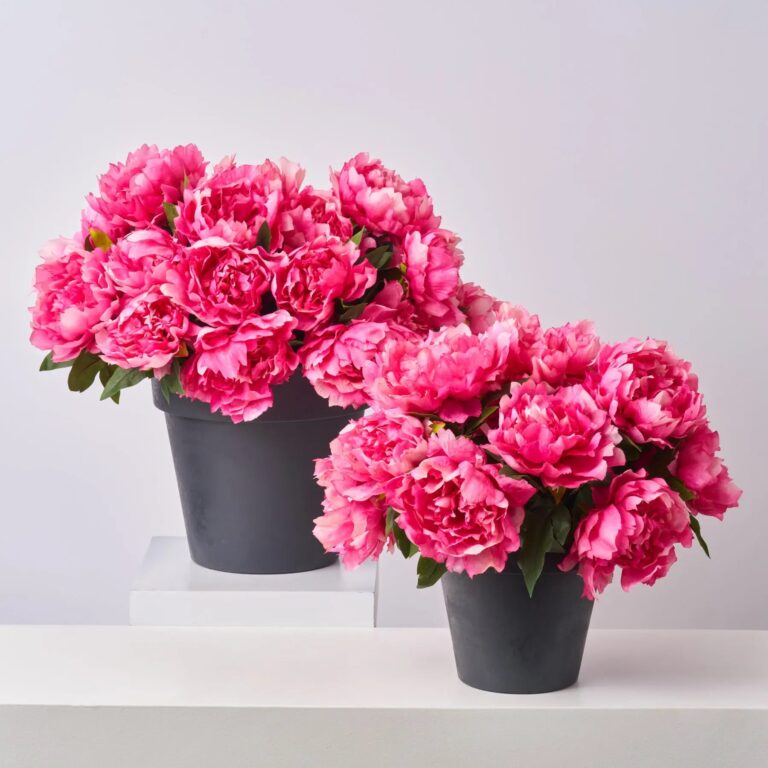 Faux Beauty Pink Peony Bush Outdoor Urn Filler Spring Summer Arrangement - Available in 2