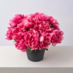 Alternate angle of the Faux Beauty Pink Peony Bush Spring Summer Arrangement showing full arrangement
