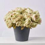 The Faux Pistachio Green Peony Bush Spring Summer Arrangement shown in full, highlighting bloom cluster
