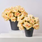 Faux Peach Peony Bush Outdoor Urn Filler Spring Summer Arrangement - Available in 2 Sizes