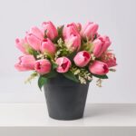 Faux Pink Tulip Outdoor Urn Filler Spring Summer Arrangement - Pink