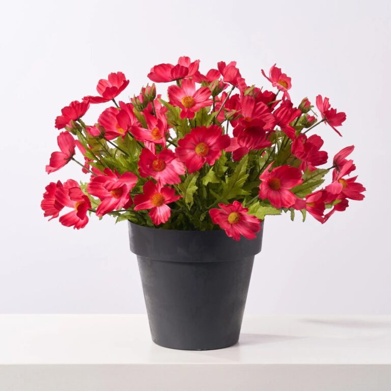 Faux Beauty Pink Cosmos Wildflower Outdoor Urn Filler Spring Summer Arrangement - Beauty Pink