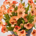 Alternate angle of the Faux Coral Orange Cosmos Wildflower Spring Summer Arrangement showing full arrangement
