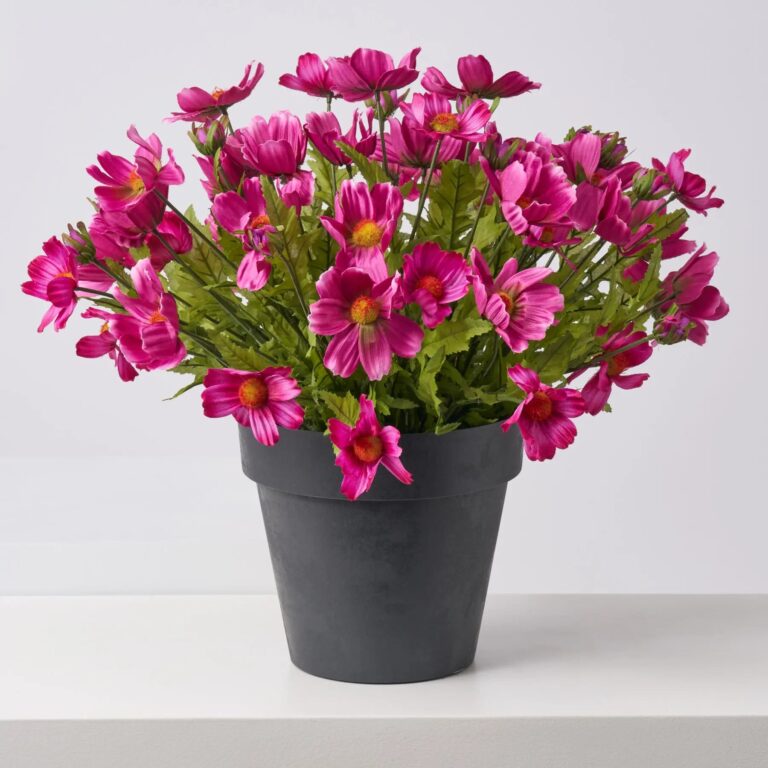 Faux Orchid Purple Cosmos Wildflower Outdoor Urn Filler Spring Summer Arrangement - Orchid Purple
