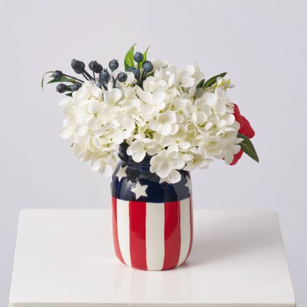 Close-up of bloom cluster detail on this Star Spangled Picnic - White Blueberry Arrangement