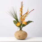 Aloha Sunrise - Orange Orchid and Pincushion Protea, Tropical Rounded flower arrangement