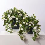 Blooming White Petunia Cascade Faux Floral Plant Outdoor Urn Filler Arrangement - Available in 2