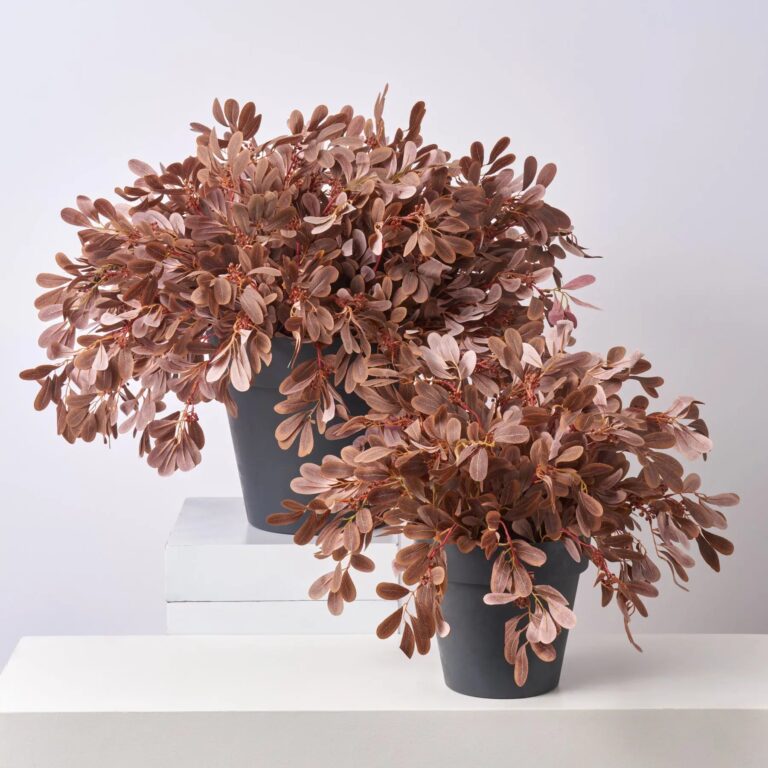 Autumn Espresso Privet Bush Faux Foliage Outdoor Urn Filler Front Porch Arrangement - Available in