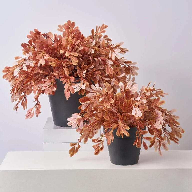 Autumn Terracotta Privet Bush Faux Foliage Outdoor Urn Filler Front Porch Arrangement - Available in