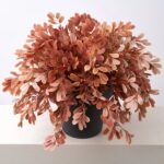 Side view of the Autumn Terracotta Privet Bush Faux Front Porch Arrangement revealing full arrangement
