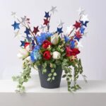 Red, White and Bloom - Blue Hydrangea, Red Urn Filler Arrangement