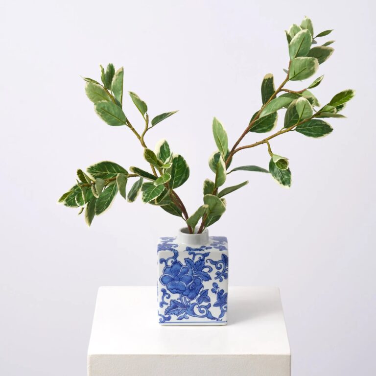 Close-up of vase silhouette detail on this Real Touch Japanese Euonymus Branch Everyday Spring Arrangement