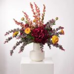 Close-up of vase silhouette detail on this Fall Sangria - Real Touch Taper Neck Vase