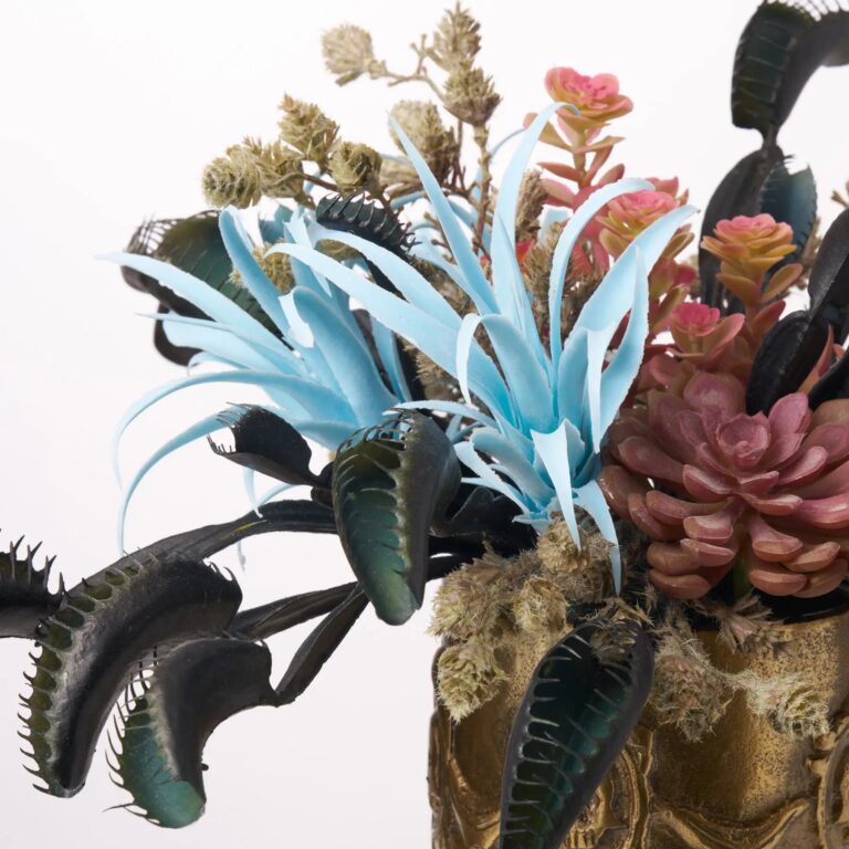Close-up of bloom cluster detail on this The Botanist's Experiment - Black Urn Halloween Arrangement