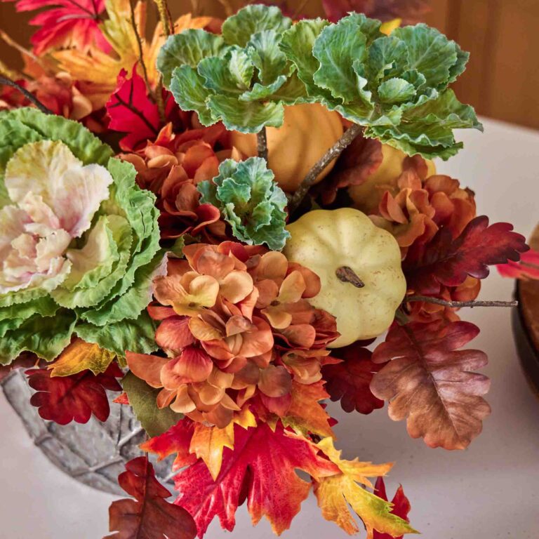 Close-up of bloom cluster detail on this Elements of Fall - Green Large Centerpiece Arrangement