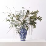 The Iced Crystal Cascades - Snow Large Centerpiece Arrangement shown in full, highlighting vase silhouette