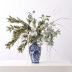 Alternate angle of the Iced Crystal Cascades - Snow Large Centerpiece Arrangement showing bloom arrangement