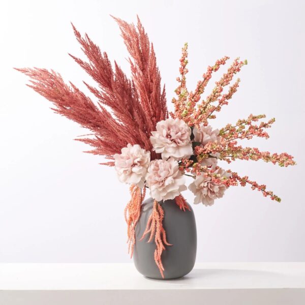 Autumn Burst - Mauve Pampas Grass, Pink Cluster Berry, Faux Floral Arrangement - Pink