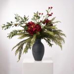 Detail view of stem and foliage layering from the Tuscan Christmas - Deep Red Floral