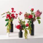 Royal Crimson Triptych Bottle Set of 3 with Cherry Valentine's Day Arrangement Set