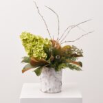 Detail view of stem and foliage layering from the Woodland Magnolia - Green Hydrangea, Christmas
