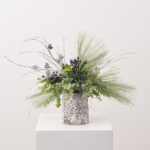 Alternate angle of the Frosted Berry Blues - Sage Christmas Holiday Arrangement showing full plant