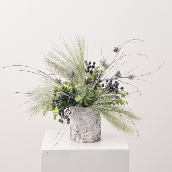 Frosted Berry Blues - Sage Green Long Needle Pine, Christmas Holiday Arrangement - Green and
