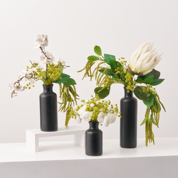 Modern White Chartreuse Trio Set - Ranunculus, Cherry Blossom, Everyday Holiday Arrangement Set of 3