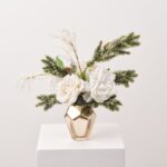 Alternate angle of the White Winter Whisper - Snow Holiday Christmas Arrangement showing bloom arrangement