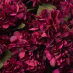 Side view of the Burgundy Autumn Faux Hydrangea Bush Front Porch Arrangement revealing full arrangement