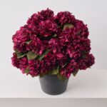 The Burgundy Autumn Faux Hydrangea Bush Front Porch Arrangement shown in full, highlighting bloom cluster