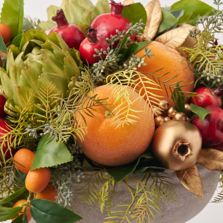 Close-up of bloom cluster detail on this Venetian Holiday Feast - Artichoke, Large Centerpiece Arrangement