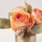 Alternate angle of the Lifelike Terracotta or Rust Fall Urn Vase Arrangement showing bloom arrangement