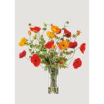 Poppy Faux Arrangement in Glass Vase - 36"