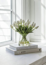 Close-up of bloom cluster detail on this Faux Tulip Arrangement - 12 inch