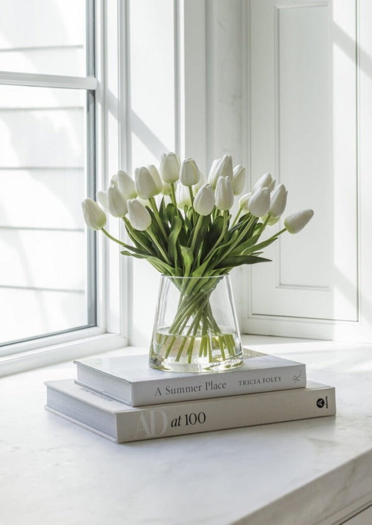 Close-up of bloom cluster detail on this Faux Tulip Arrangement - 12 inch