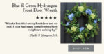 Side view of the Blue and Green Hydrangea Front Everyday Spring Wreath revealing frame