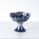 Detail view of glass texture detail from the Blue and White Porcelain Chinoiserie Vessel Collection