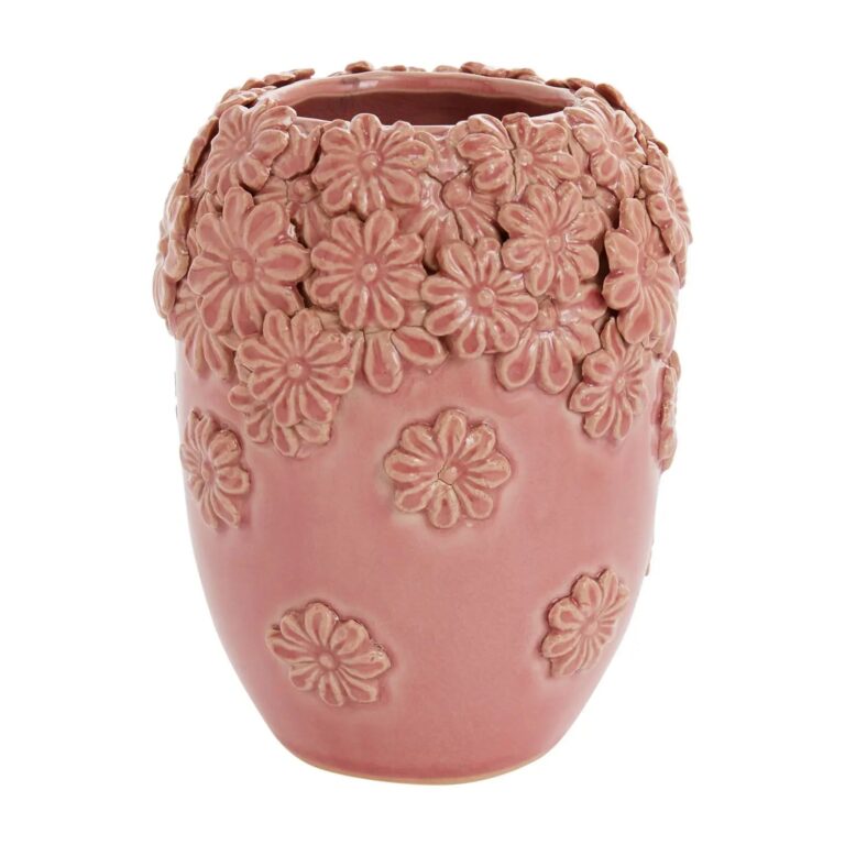 Blush Ceramic Gilded Pansy Flower Pot Vase - Blush Pink