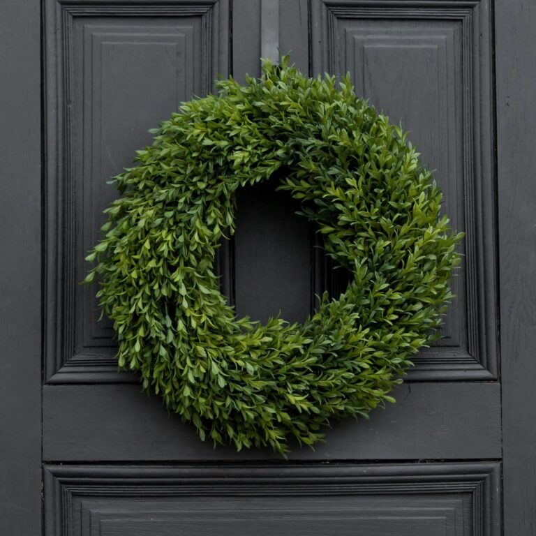 Lifelike English Boxwood Leaf Front Door Wreath 18 inch or 24 inch Everyday All Season