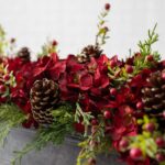 Close-up of stem and foliage layering on this Burgundy Red Hydrangea, Wild Cranberry Christmas Floral